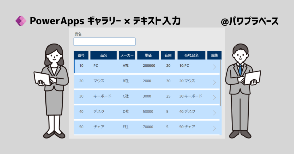 ギャラリーとテキスト入力の仕様を表示